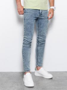 Ombre Spodnie męskie jeansowe SKINNY FIT - jasnoniebieskie P1062 S 1