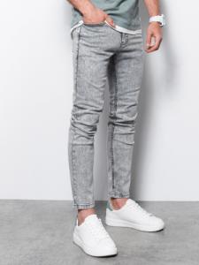 Ombre Spodnie męskie jeansowe SKINNY FIT - szare P1062 XL 1