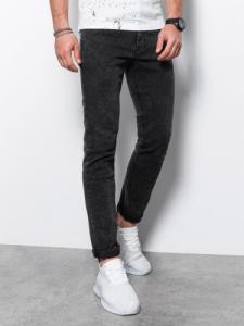Ombre Spodnie męskie jeansowe SKINNY FIT - czarne P1062 M 1