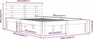 vidaXL vidaXL Rama łóżka, biała, lite drewno, 135x190 cm, podwójna 8
