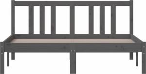 vidaXL Rama łóżka, szara, lite drewno, 135x190 cm, podwójna 4