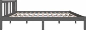 vidaXL Rama łóżka, szara, lite drewno, 135x190 cm, podwójna 5