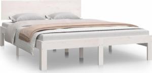 vidaXL Rama łóżka, biała, lite drewno sosnowe, 150x200 cm, King Size 2