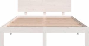 vidaXL Rama łóżka, biała, lite drewno sosnowe, 150x200 cm, King Size 4