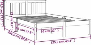 vidaXL vidaXL Rama łóżka, szara, lite drewno, 120 x 200 cm 9