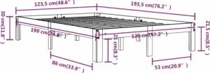 vidaXL Rama łóżka, lite drewno sosnowe, 120x190 cm, 4FT, podwójna 8