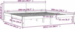 vidaXL vidaXL Rama łóżka, lite drewno sosnowe, 200 x 200 cm 8