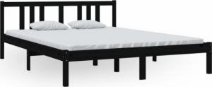 vidaXL vidaXL Rama łóżka, czarna, lite drewno, 150x200 cm, King Size 2