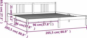 vidaXL vidaXL Rama łóżka, biała, lite drewno, 200 x 200 cm 9