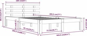 vidaXL Rama łóżka, biała, lite drewno, 160 x 200 cm 8