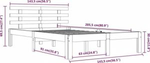 vidaXL vidaXL Rama łóżka, biała, lite drewno, 140 x 200 cm 8