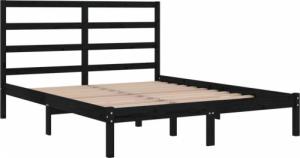 vidaXL vidaXL Rama łóżka, czarna, lite drewno sosnowe, 140x190 cm 4
