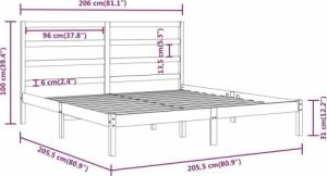 vidaXL Rama łóżka, czarna, lite drewno sosnowe, 200 x 200 cm 6