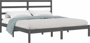 vidaXL Rama łóżka, szara, lite drewno sosnowe, 200 x 200 cm 3