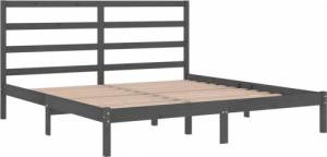vidaXL Rama łóżka, szara, lite drewno sosnowe, 200 x 200 cm 4
