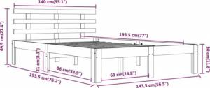 vidaXL vidaXL Rama łóżka, lite drewno, 140 x 190 cm 8