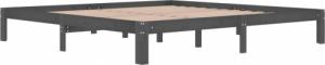 vidaXL Rama łóżka, szara, lite drewno sosnowe, 200 x 200 cm 3
