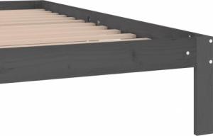 vidaXL Rama łóżka, szara, lite drewno sosnowe, 200 x 200 cm 6