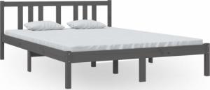 vidaXL vidaXL Rama łóżka, szara, lite drewno, 140 x 200 cm 2