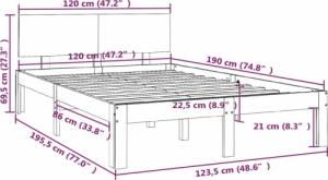 vidaXL Rama łóżka, lite drewno sosnowe, 120x190 cm, 4FT, podwójna 8