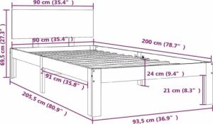 vidaXL vidaXL Rama łóżka, biała, lite drewno sosnowe, 90 x 200 cm 8