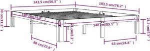 vidaXL vidaXL Rama łóżka, biała, lite drewno sosnowe, 140 x 190 cm 8