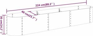 vidaXL vidaXL Donica ogrodowa, malowana proszkowo stal, 224x40x36 cm, szara 6