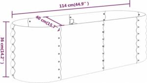 vidaXL vidaXL Donica ogrodowa, malowana proszkowo stal, 114x40x36 cm, srebrna 6