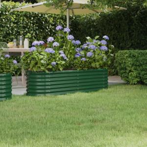 vidaXL Donica ogrodowa, malowana proszkowo stal, 152x40x36 cm, zielona 1