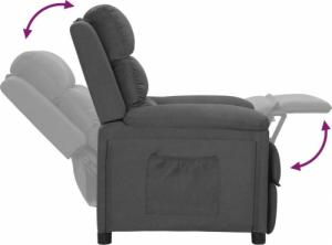 vidaXL vidaXL Fotel rozkładany, ciemnoszary, obity tkaniną 6