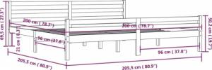 vidaXL vidaXL Rama łóżka, czarna, lite drewno, 200 x 200 cm 9