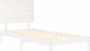vidaXL Rama łóżka, biała, lite drewno, 90x190 cm, pojedyncza 4
