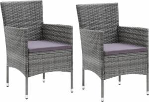 vidaXL vidaXL 3-cz. zestaw mebli ogrodowych z poduszkami, polirattan, szary 3