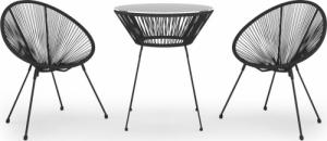 vidaXL vidaXL 3-częściowy zestaw mebli ogrodowych, rattan PVC, czarny 2