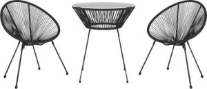 vidaXL vidaXL 3-częściowy zestaw mebli ogrodowych, rattan PVC, czarny 3