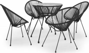 vidaXL vidaXL 5-częściowy zestaw mebli ogrodowych, rattan PVC, czarny 2