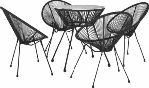 vidaXL vidaXL 5-częściowy zestaw mebli ogrodowych, rattan PVC, czarny 3