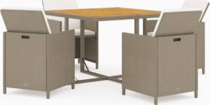 vidaXL vidaXL 5-cz. zestaw mebli ogrodowych z poduszkami, polirattan, beżowy 2