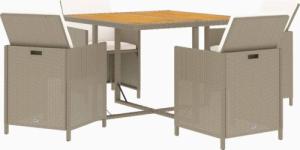 vidaXL vidaXL 5-cz. zestaw mebli ogrodowych z poduszkami, polirattan, beżowy 3