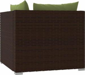 vidaXL vidaXL 2-osobowa sofa ogrodowa z poduszkami, polirattan, brązowa 7