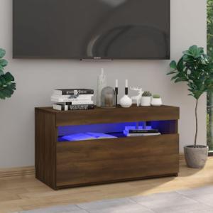 vidaXL vidaXL Szafka TV z oświetleniem LED, brązowy dąb, 75x35x40 cm 1