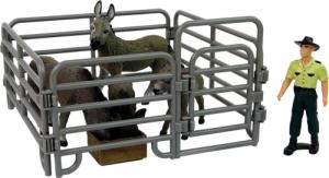 Figurka Lean Sport Zestaw Figurek Cztery Osiołki Rolnik Ogrodzenie Szary 4