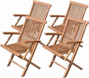 Divero DIVERO Zestaw 4 składanych krzeseł ogrodowych z drewna tekowego 1