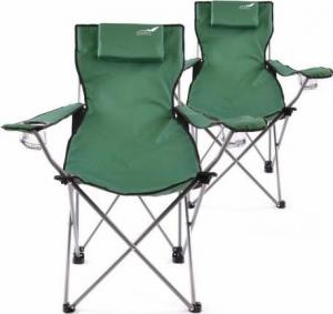 Divero Zestaw 2 szt. składanych krzeseł kempingowych DIVERO z poduszeczką- zielone 1