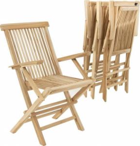 Divero Zestaw 4 krzeseł ogrodowych DIVERO składanych - drewno teko 1