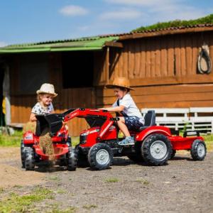 Falk FALK Traktor Massey Ferguson Czerwony na Pedały z Przyczepką od 3 Lat 3