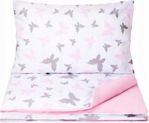 Babyboom Dwustronny komplet pościeli dziecięcej Premium 2w1 Motyle różowe/pudrowy róż 1