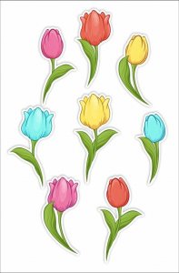 LearnHow Dekoracje okienne dwustronne - Tulipany 02 8szt 1