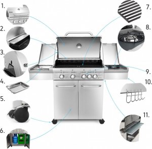 Yoer SteakMaster GG01S Grill ogrodowy gazowy 17.2 kW 49 cm x 36 cm 3