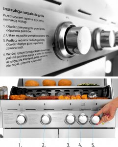 Yoer SteakMaster GG01S Grill ogrodowy gazowy 17.2 kW 49 cm x 36 cm 8